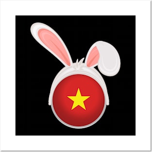 happy easter Vietnam bunny ears flag cute designs Posters and Art